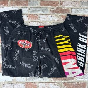 Coca Cola Racing Family Pajama Pants Mens Mediu Black All Over Print Logo NASCAR